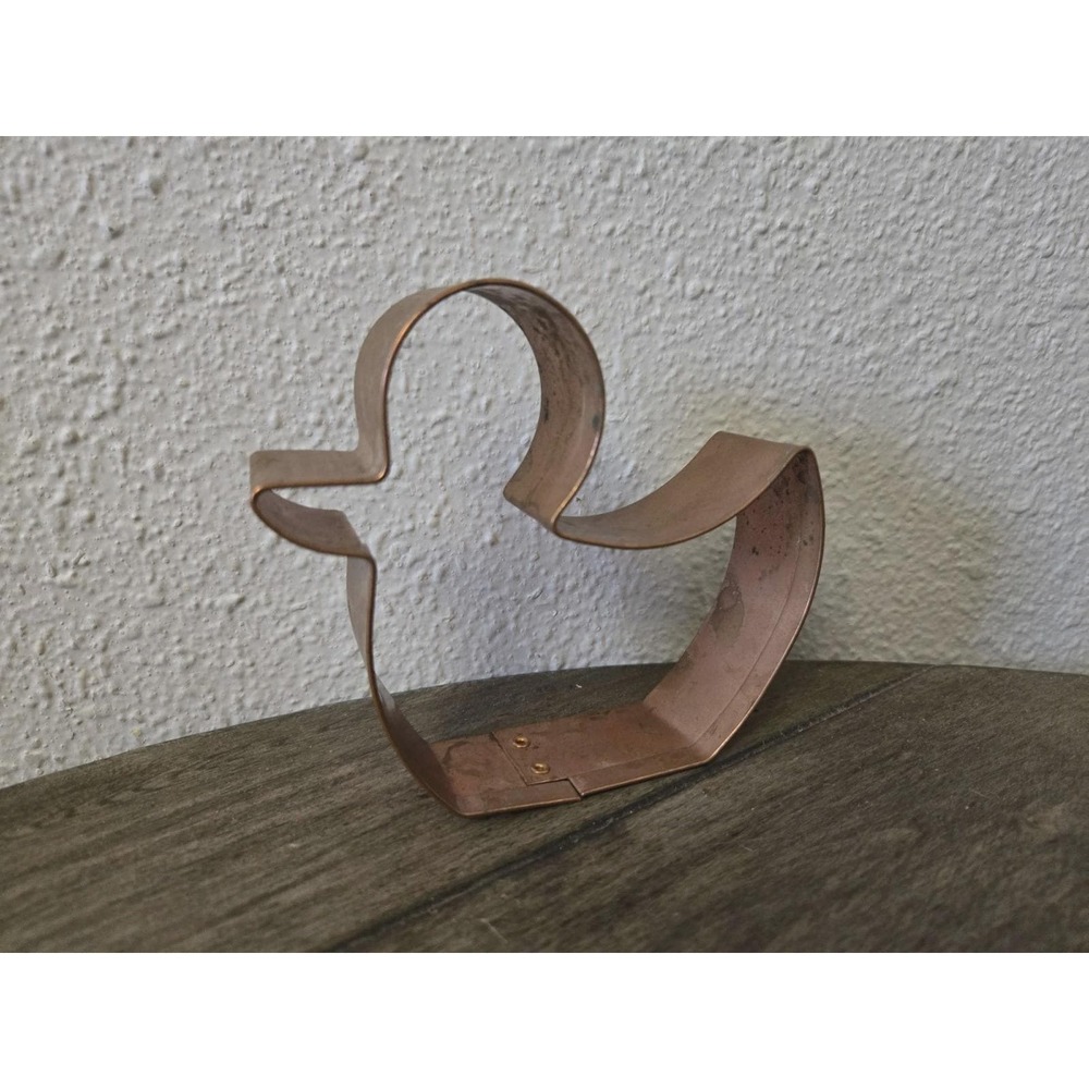 Vintage Copper Cookie Cutter Duck Patina 4.5"x4"x1" Easter Rubber Duckie Cottage